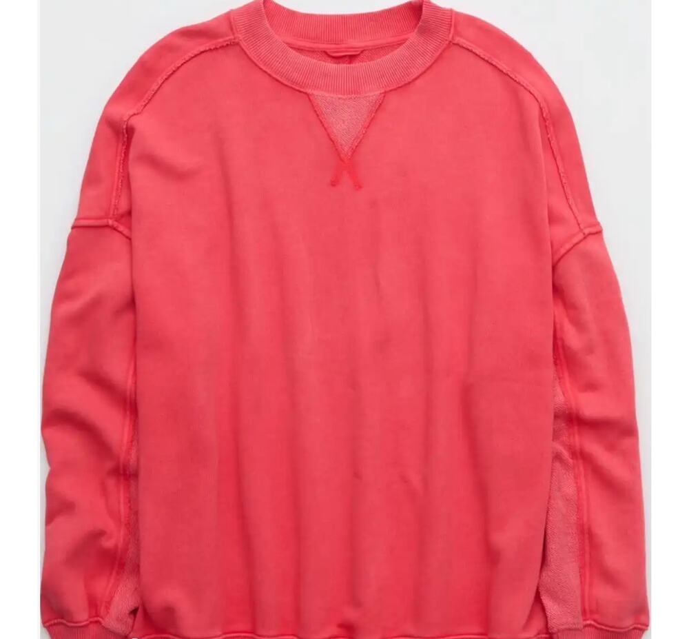 Aerie Oversized Big Chill Red Crewneck Sweatshirt Pullover Small